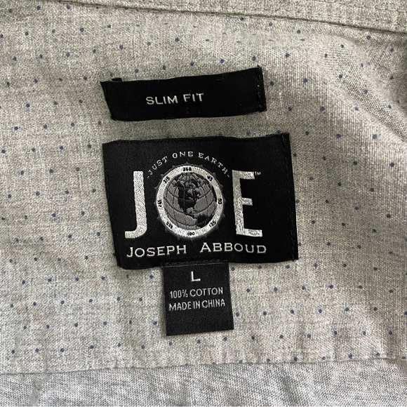 Joseph Abboud Mixed Fabric L Slim Fit Shirt grey button down - Picture 3 of 6